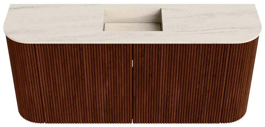 Mondiaz Joya DLux 95cm toiletmeubel ronding links/rechts ruby met wastafel faye midden 1 kraangat meli