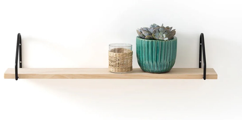Wandplank hout en metaal L80 cm, Vinto