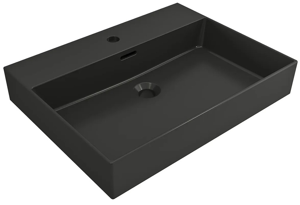 Plieger Kansas badmeubel 60cm met zwarte wastafel en kraangat wit mat