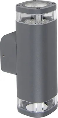 Moderne buitenwandlamp vierkant 2-lichts donker grijs - Fox