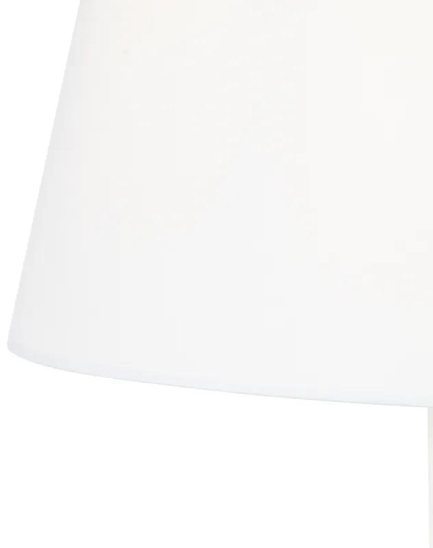 Klassieke vloerlamp staal met witte kap verstelbaar - Ladas Klassiek / Antiek E27 Binnenverlichting Lamp