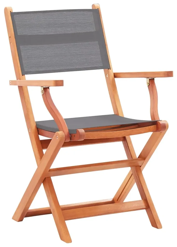 vidaXL Tuinstoelen inklapbaar 2 st eucalyptushout en textileen grijs