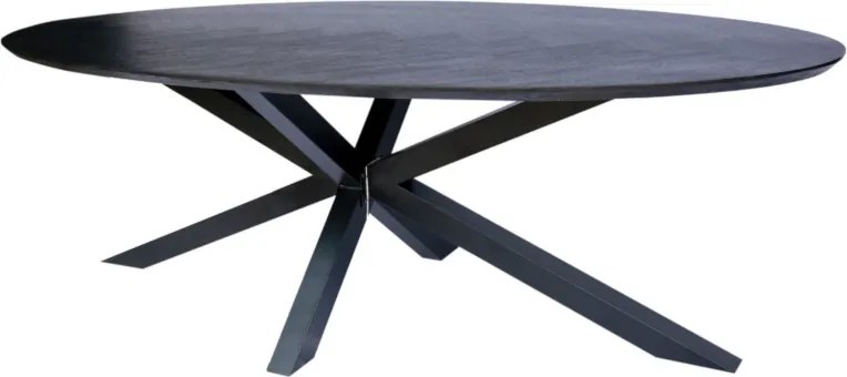 Eettafelblad ovaal eiken fineer zwart - 240 x 120 x 4 cm