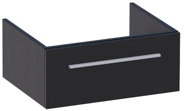 Saniclass Sharp Wastafelonderkast - 60x46x25cm - 1 softclose lade - zonder greep - 1 sifonuitsparing - MFC - black wood 1824
