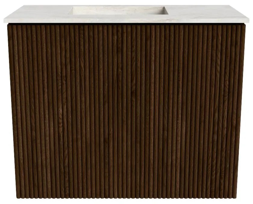 Mondiaz Joya DLux 50cm toiletmeubel walnut met wastafel faye links 1 kraangat ostra