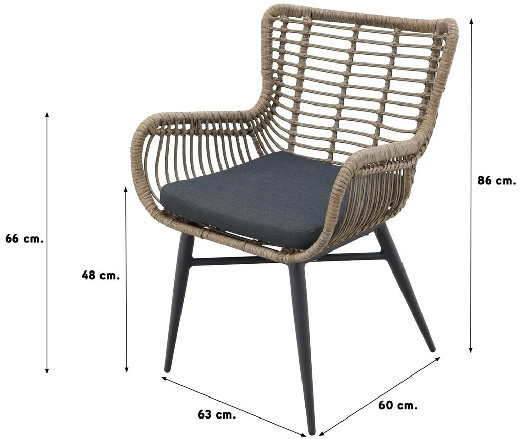 Jasmine Naturel/GI Trinxa 6-persoons ronde dining tuinset Ø148 cm.