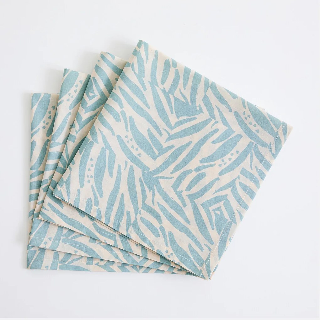 Set van 4 bedrukte katoenen voile servetten, LEAN