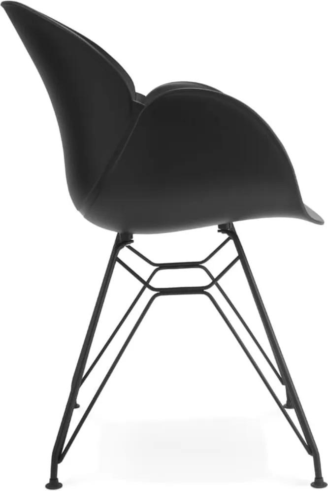 Design stoel 'SATELIT' zwart industriële stijl met zwart metalen