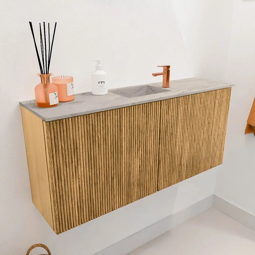 Mondiaz Joya DLux 90cm toiletmeubel oak met wastafel faye midden 1 kraangat glace