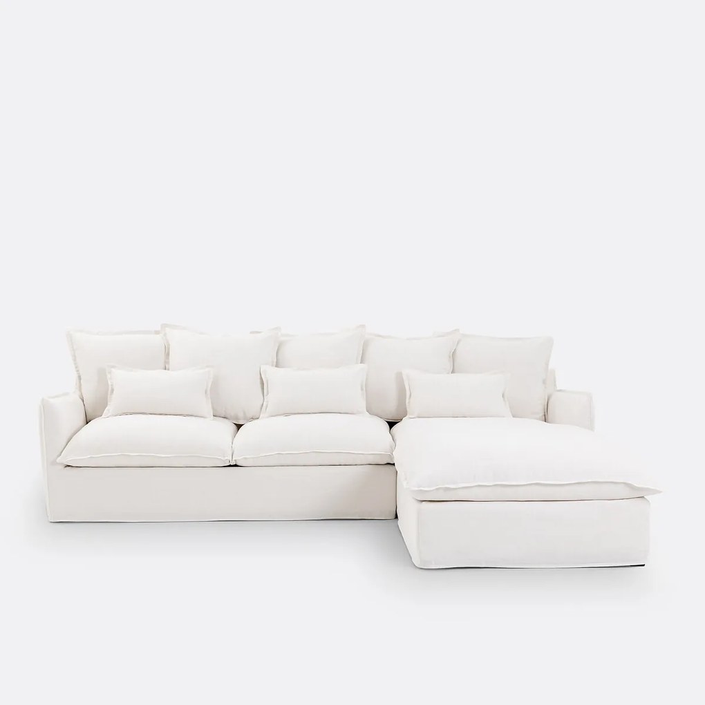 4-zits hoekbank met afneembare hoezen, in dik linnen, Odna