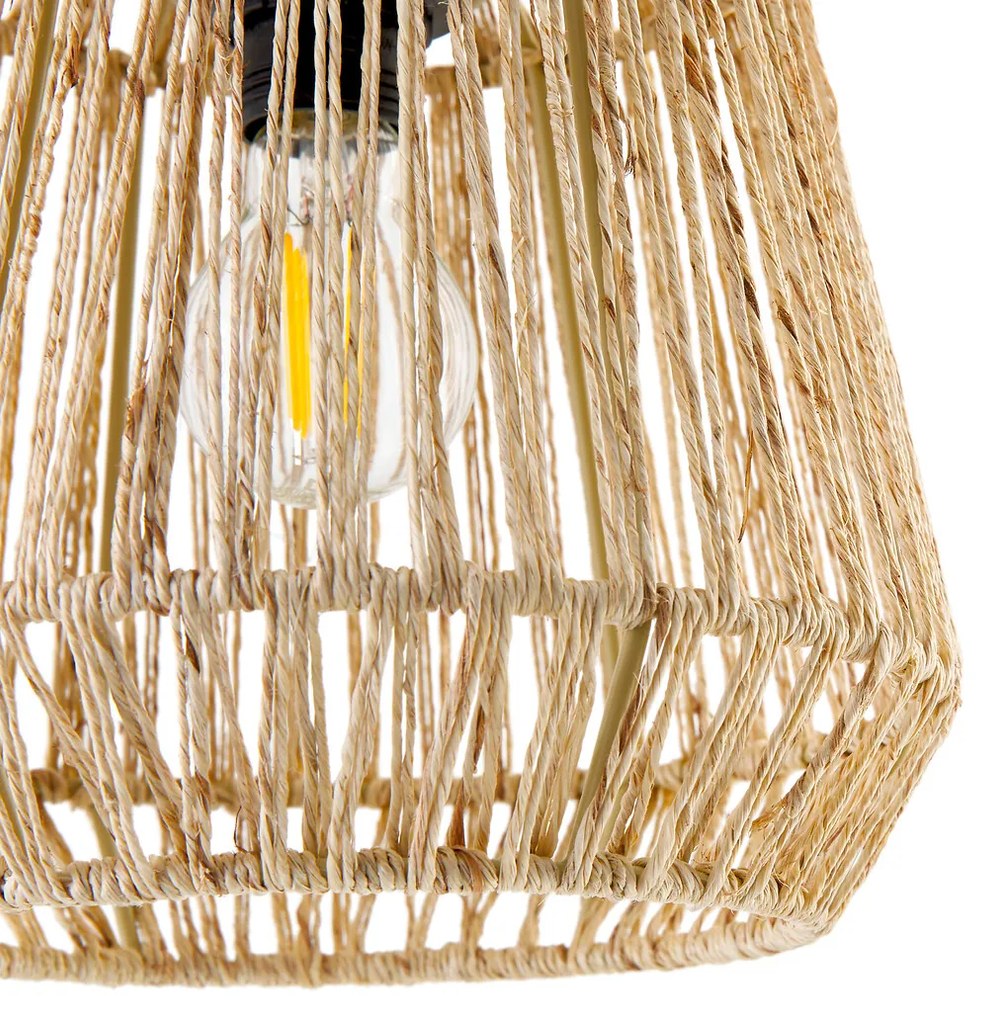 Hanglamp in metaal en hennep, Yaku