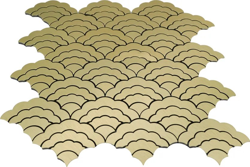 Zelfklevende Mozaïektegels Metaal | Waaier Goud | 26,8×28,1 cm | Keuken, Bad & WC