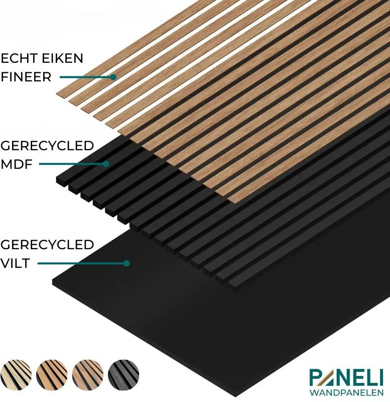 AKU Paneel Akoestisch Vilt Eiken 270x60x2,1cm - 270 cm x 60 cm x 2.1 cm | 10 kg | Paneli akoestische wandpanelen - AKU Wandpanelen