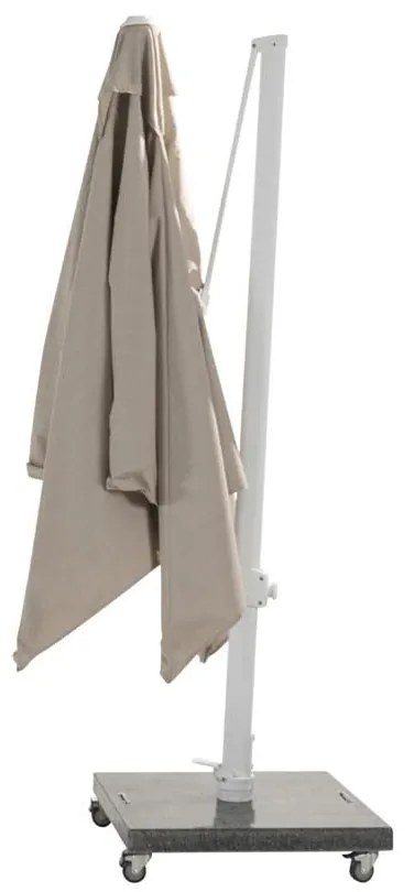 4 Seasons Outdoor Siesta PREMIUM 300 x 300 cm parasol zand doek met wit frame Parasol   houtkleur weerbestendig