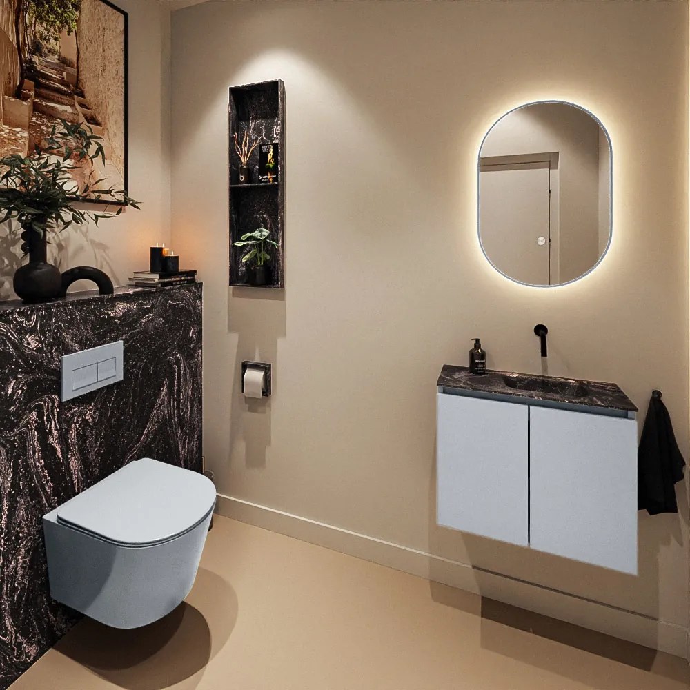 Mondiaz Ture DLux toiletmeubel 60cm clay met wastafel lava rechts zonder kraangat