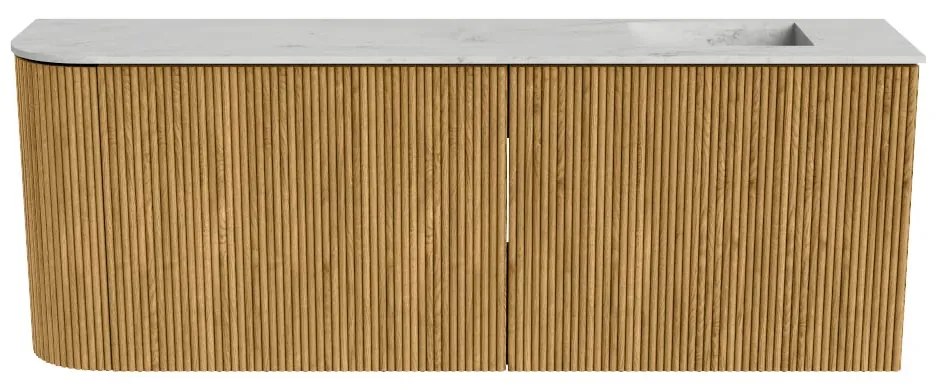 Mondiaz Joya DLux 110cm toiletmeubel ronding links oak met wastafel faye rechts zonder kraangat opalo