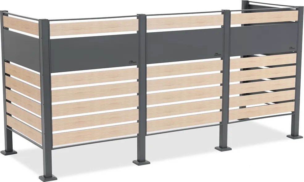 Overdekking voor 3 afvalbakken 120l of 240l Breda CoverTech