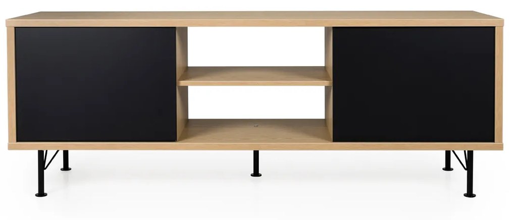 Tenzo Flow Tv-meubel Eiken Mat Zwart - 164x44x60cm.