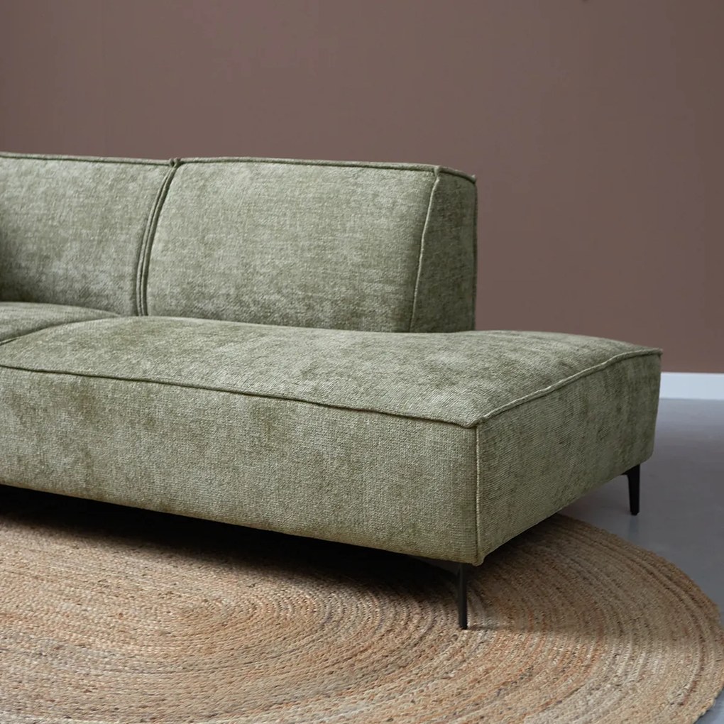 PEPP Interiors River Moderne Hoekbank Groene Stof Ottoman Rechts Idesin Majestic 607