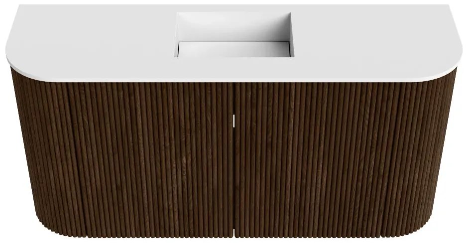 Mondiaz Joya 85cm toiletmeubel ronding links/rechts walnut met wastafel faye midden zonder kraangat talc