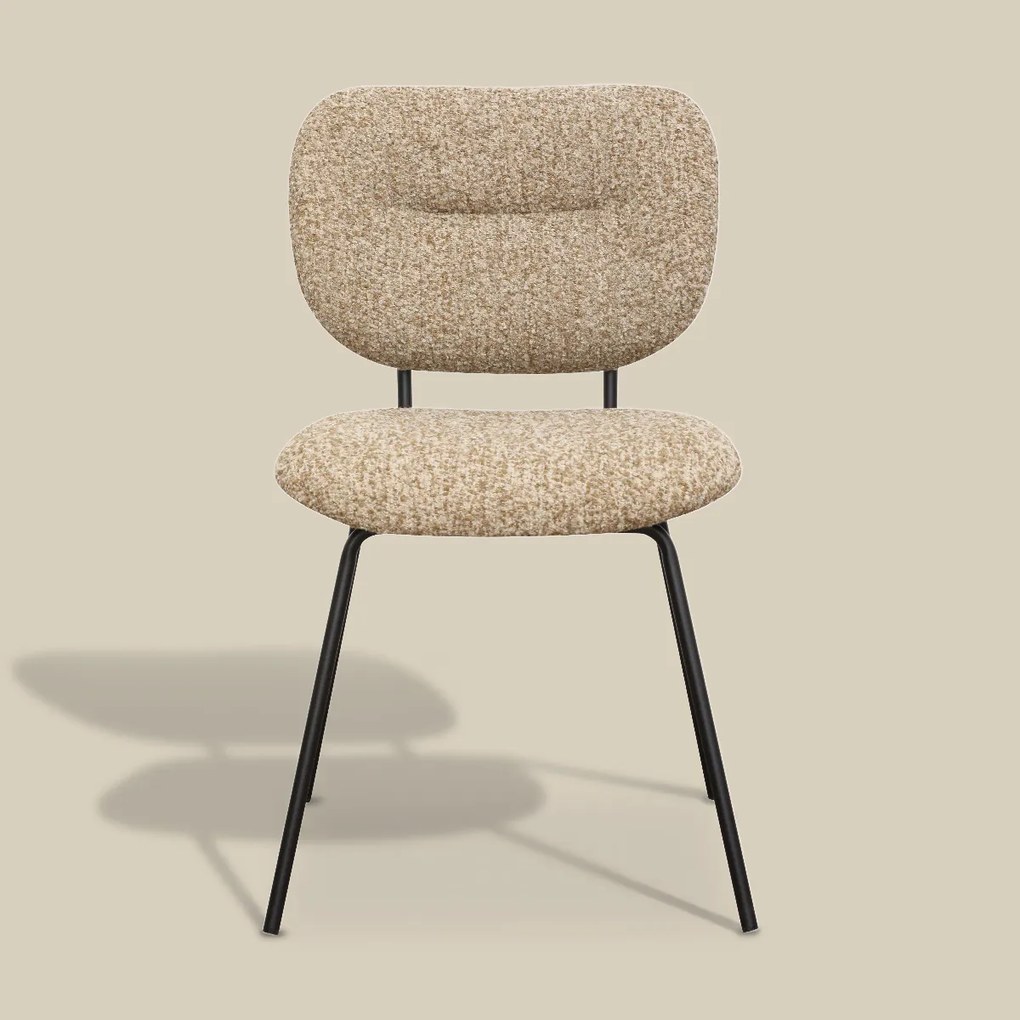 Moderne Eetkamerstoel Beige Boucle