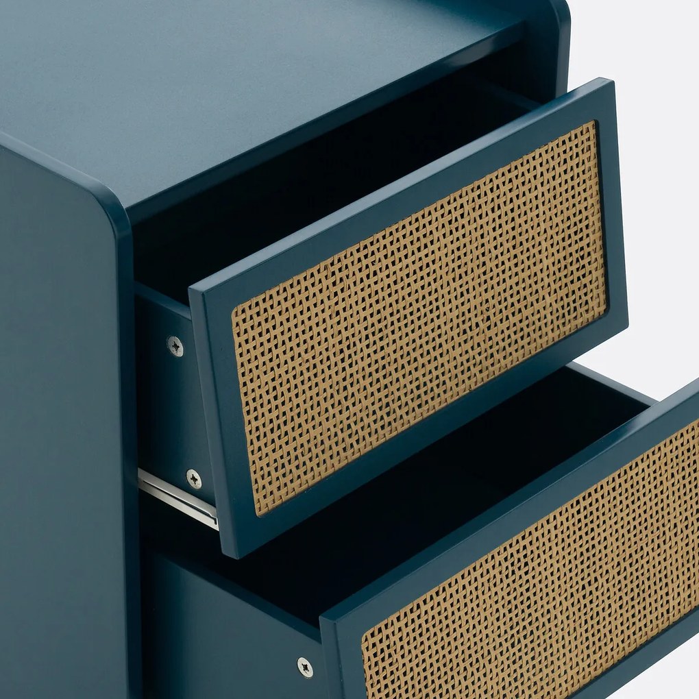 Nachtkastje van riet met 2 laden, Kaya