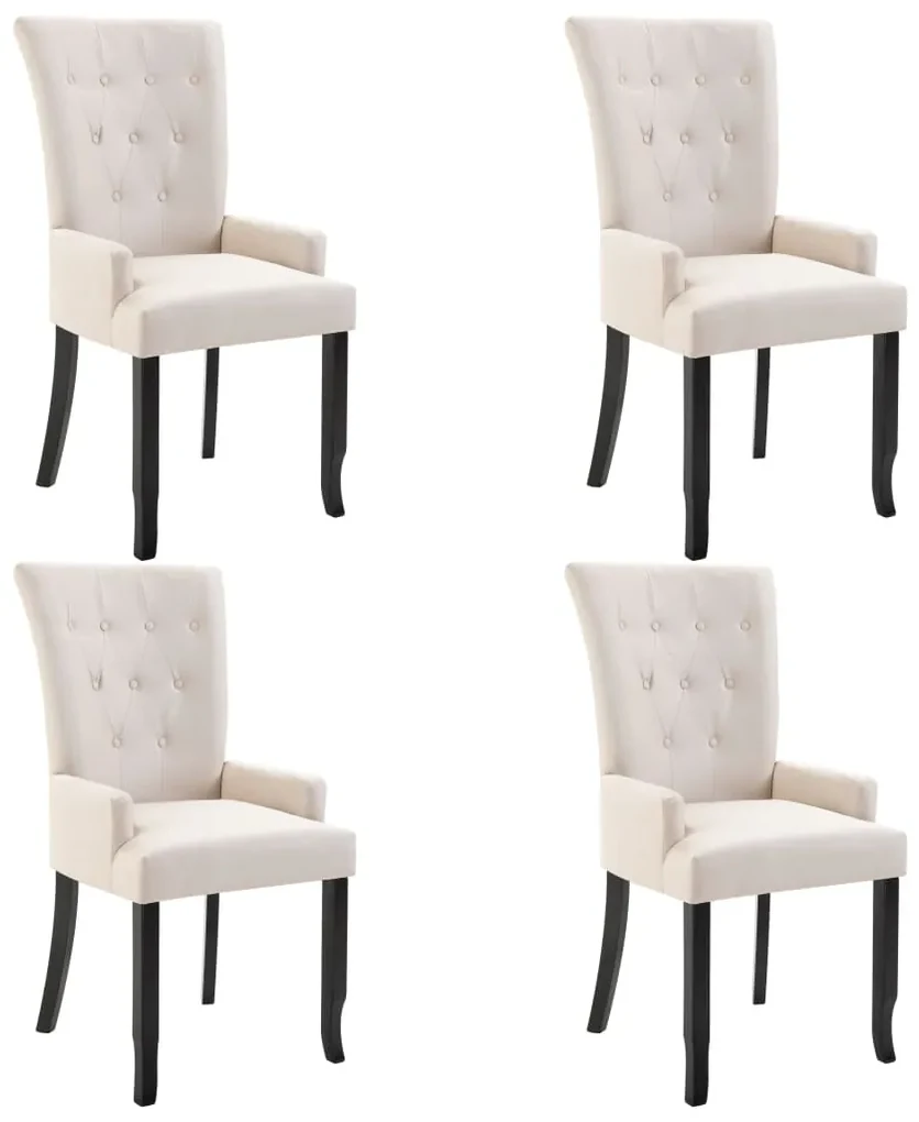 vidaXL Eetkamerstoelen 4 st met armleuningen stof beige