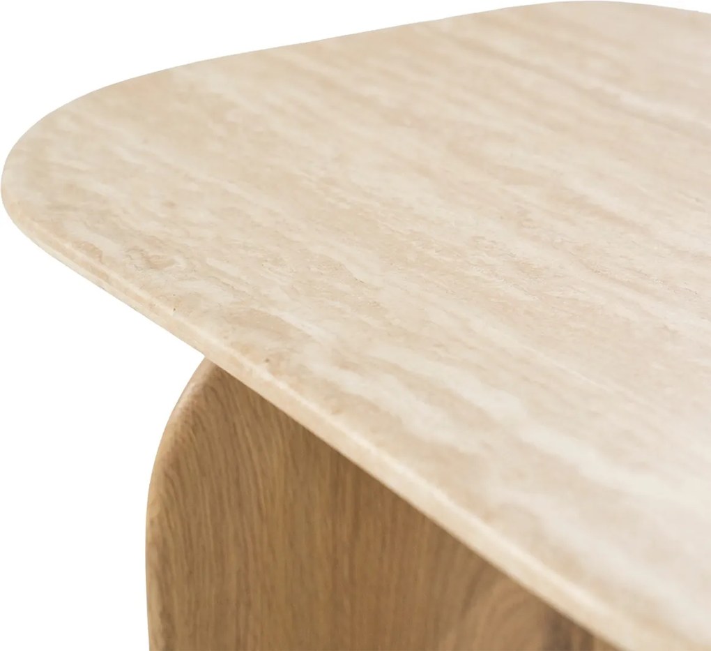 Ovale Bijzettafel Travertin - 60 X 38cm.