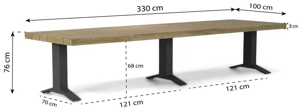 Tuinset 8 personen 330 cm Aluminium Grijs Lifestyle Garden Furniture Marietta/Superior