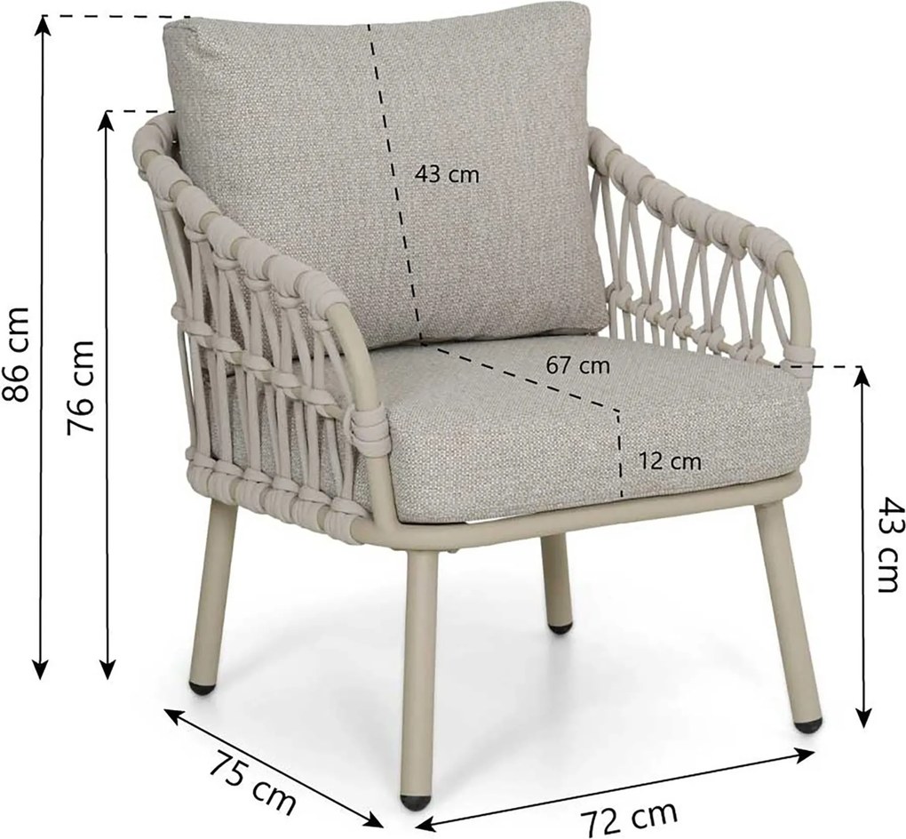 Stoel en Bank Loungeset 5 personen Rope Zand/Beige Coco Oliva