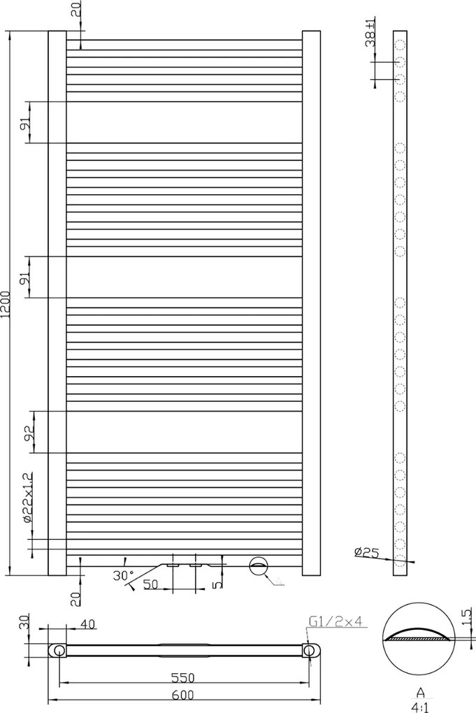Best Design Zero badkamer radiator 120x60cm wit
