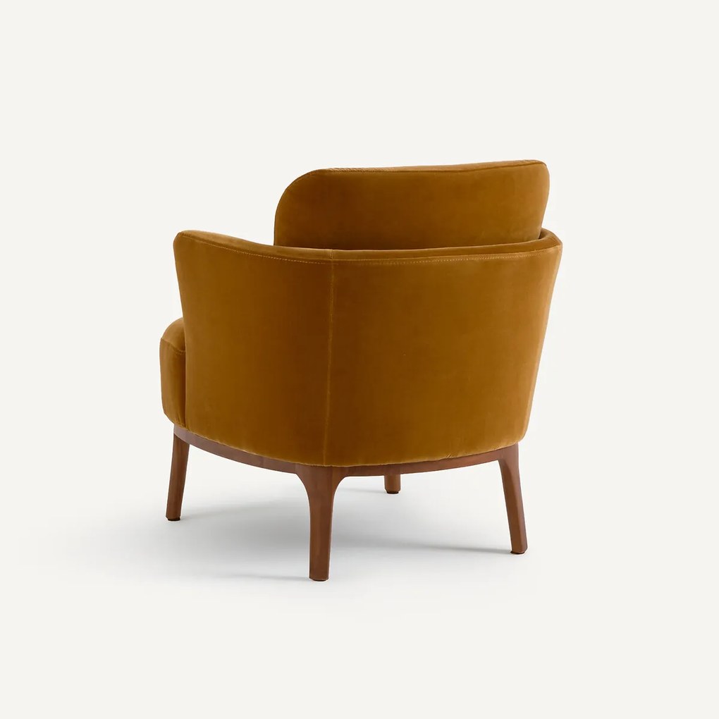 Fauteuil van massief notenhout en fluweel, Jabote