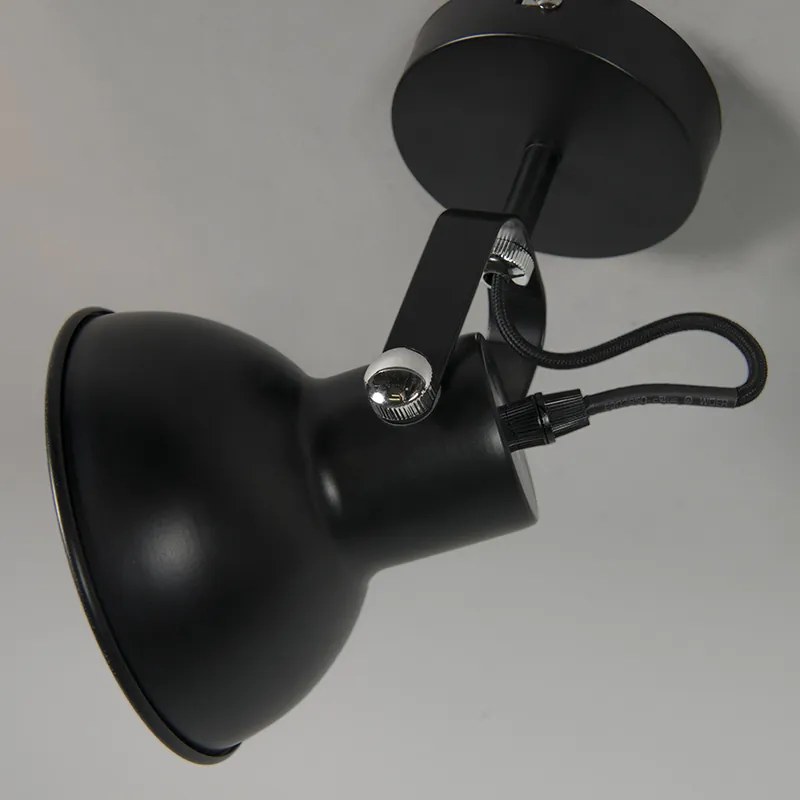 Industriële wand- en plafondlamp zwart kantelbaar - Guida