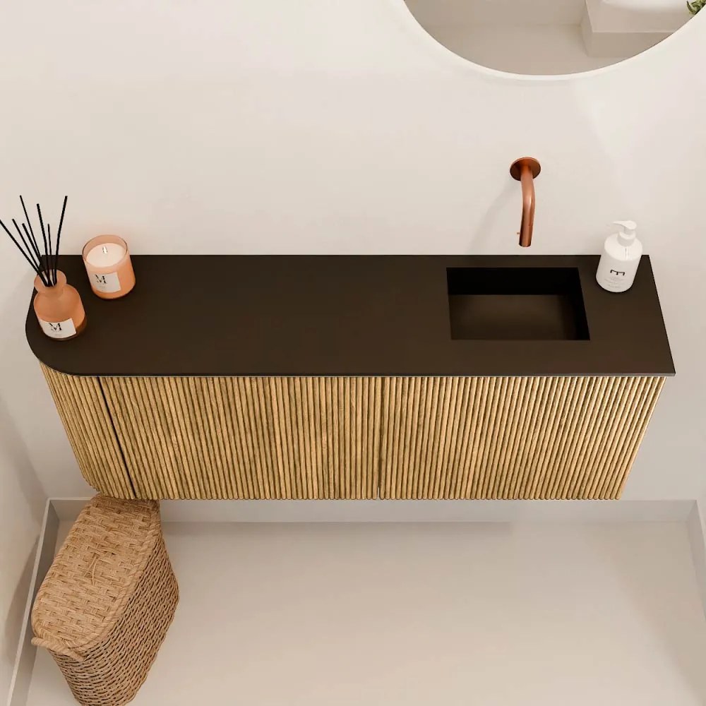 Mondiaz Joya 100cm toiletmeubel ronding links oak met wastafel faye rechts zonder kraangat urban