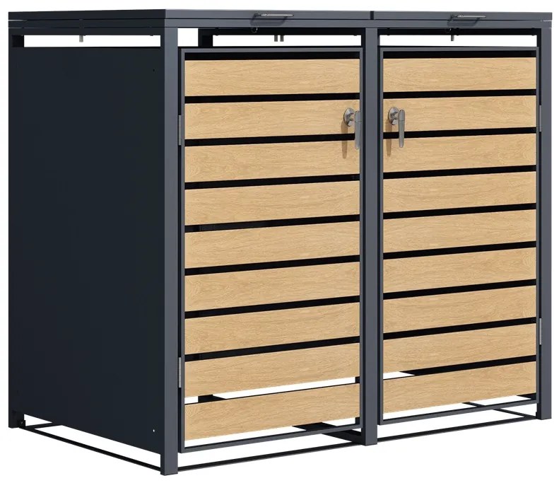 Overdekking voor 2 afvalbakken 120l of 240l Bremen CoverTech