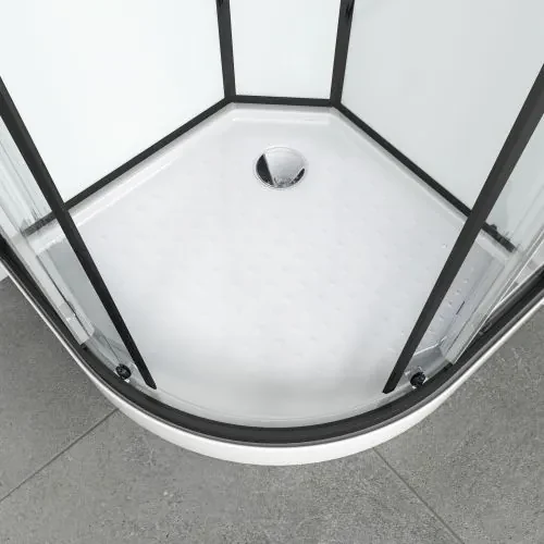 Saniclear Elite complete douchecabine kwartrond 90x90cm mat zwarte profielen