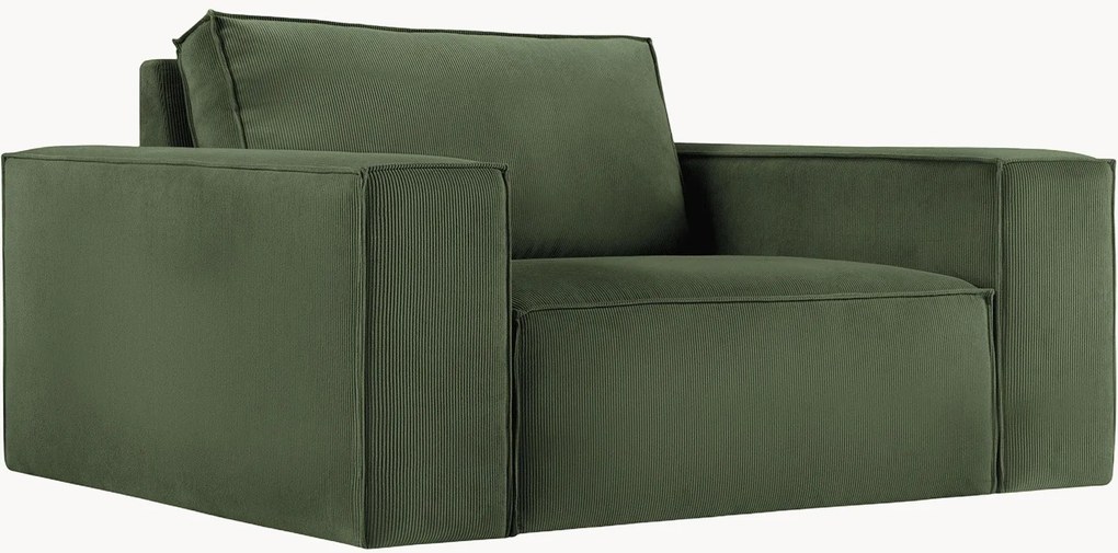 Extra brede ribfluwelen fauteuil Carlo