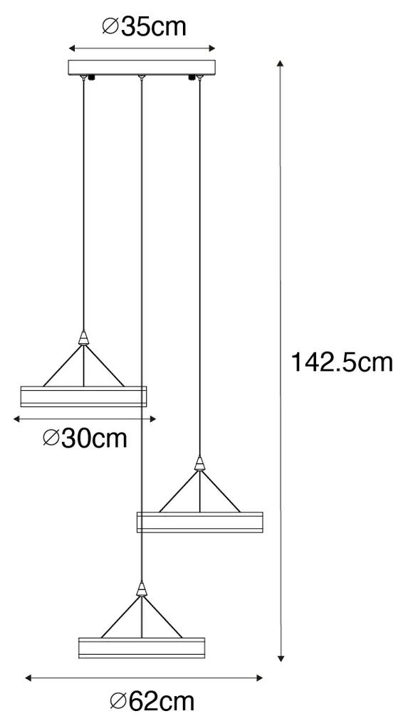 Hanglamp staal rond incl. LED 3-staps dimbaar 3-lichts - Lyani Design Binnenverlichting Lamp