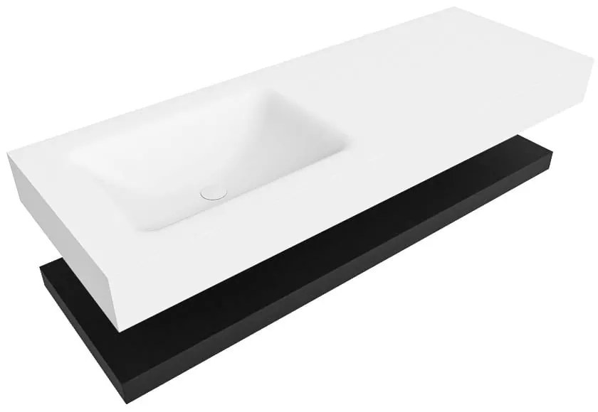 Zaro Alan badmeubel 130cm met planchet urban en vrijhangende wastafel cloud links 1 kraangat talc