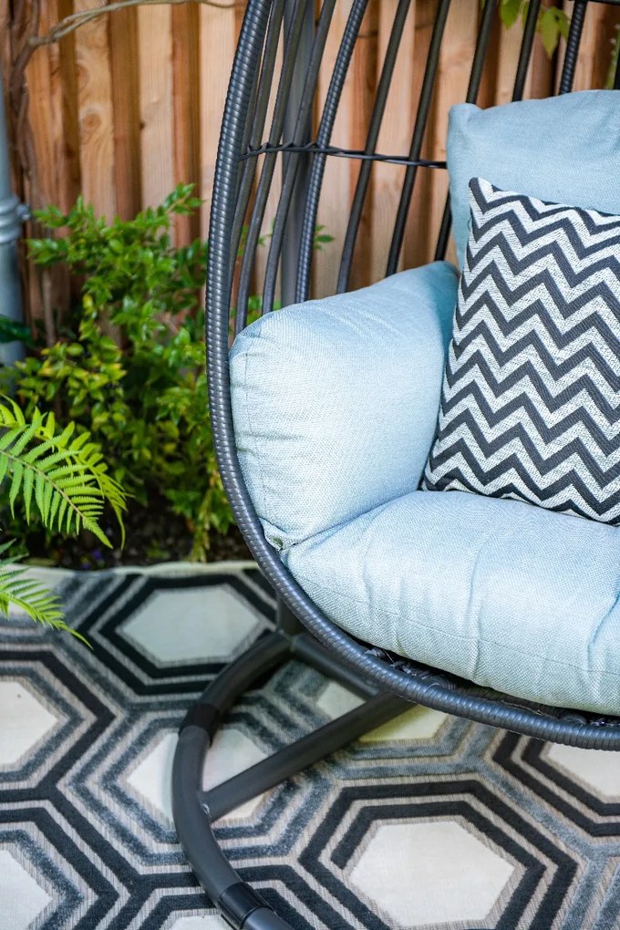Hangstoel Panama swing egg - black rotan/mint grey