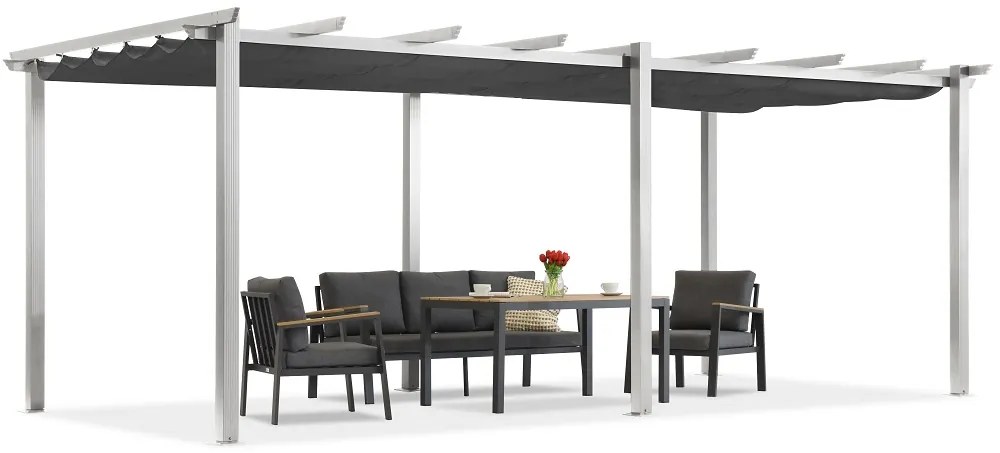 Barbados terraspergola 3x6 m Garden Point wit-antraciet