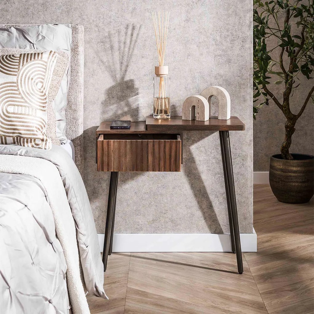 Houten Nachtkastje Met Lade Rechts - 60x30x61cm.