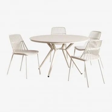 Ronde Aluminium Tafelset Valerie (ø100 Cm) En 4 Maeba Tuinstoelen Tapioca Beige - Sklum