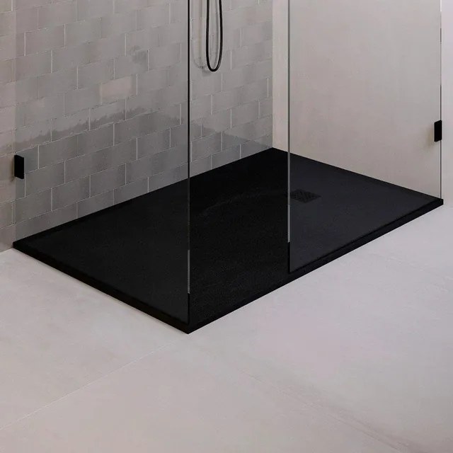 BRAUER Asteroid Douchebak 100x180 incl. antislip en antibacterieel mineraalmarmer mat zwart DB-AS100180MZ