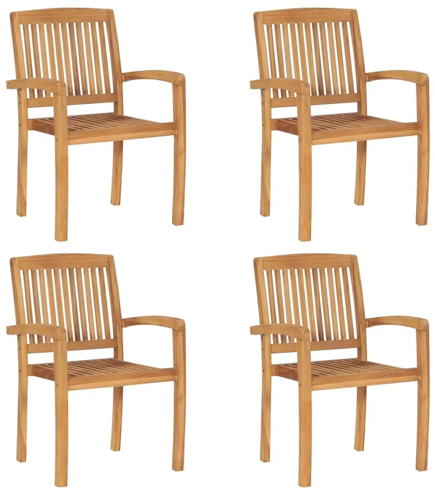 vidaXL Tuinstoelen stapelbaar 4 st massief teakhout