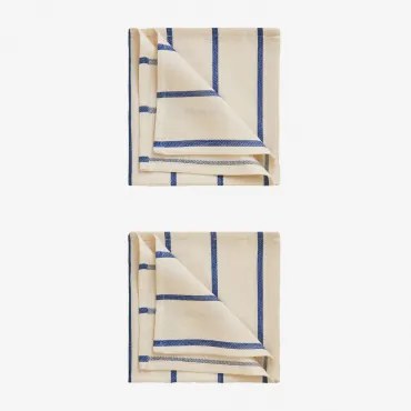 Set Van 2 Katoenen Servetten Gracilis Ken Blauw - Sklum