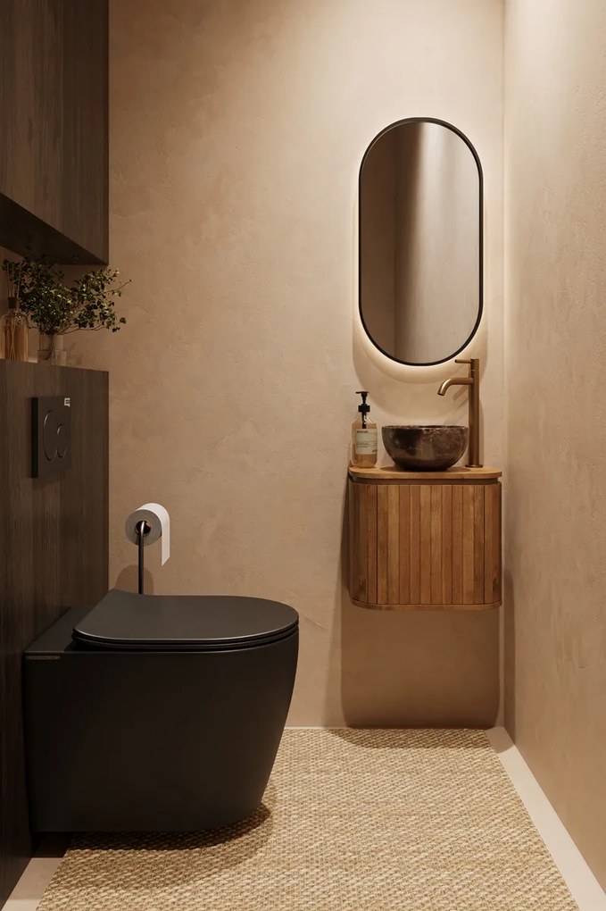 Livli Estrela toiletmeubel 40cm ribbelfront met Dark Emperador waskom