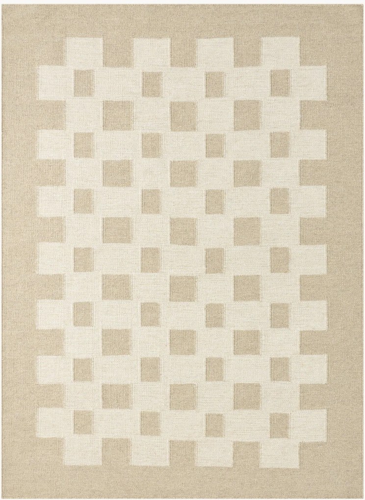 Handgeweven wollen laagpolig vloerkleed Nashik