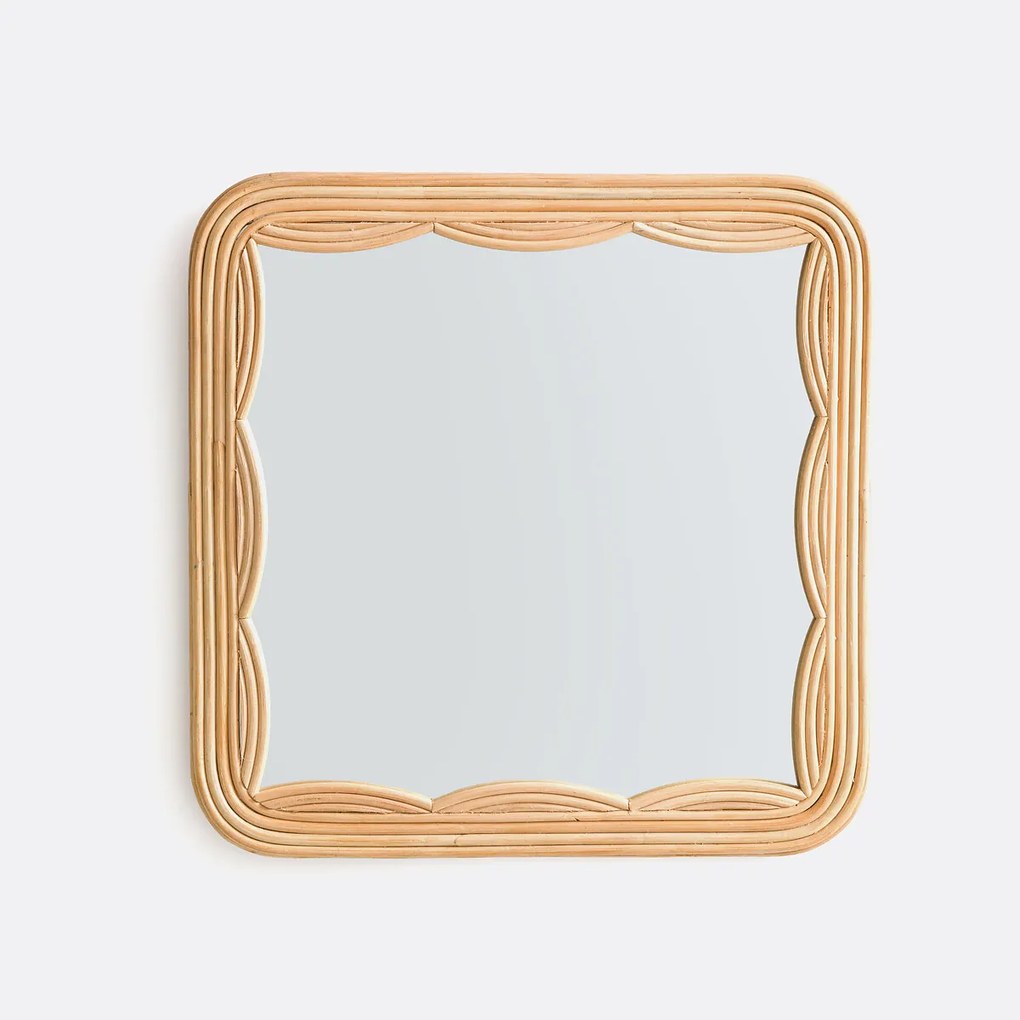 Vierkante spiegel in rotan H52 cm, Vaguo