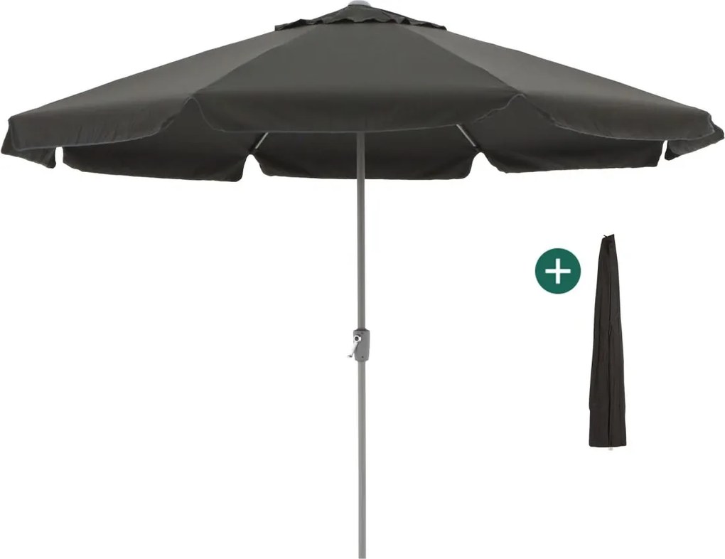 Parasol Shadowline Aruba | Inclusief hoes | Rond | 350cm | Met draaihendel | Zwart | Kees Smit Tuinmeubelen